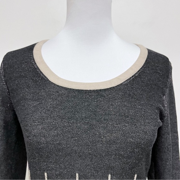 Nine West Fit and Flare Contrast Stitching Long Sleeve Sweater Dress Size Small - Picture 3 of 12